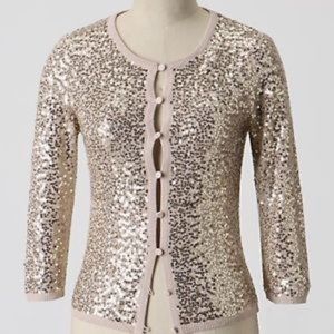 Gold Sequin Cardigan - Anthropologie